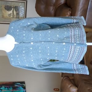 Woolrich Teal Blue Lamb's Wool Cardigan Sweater XL